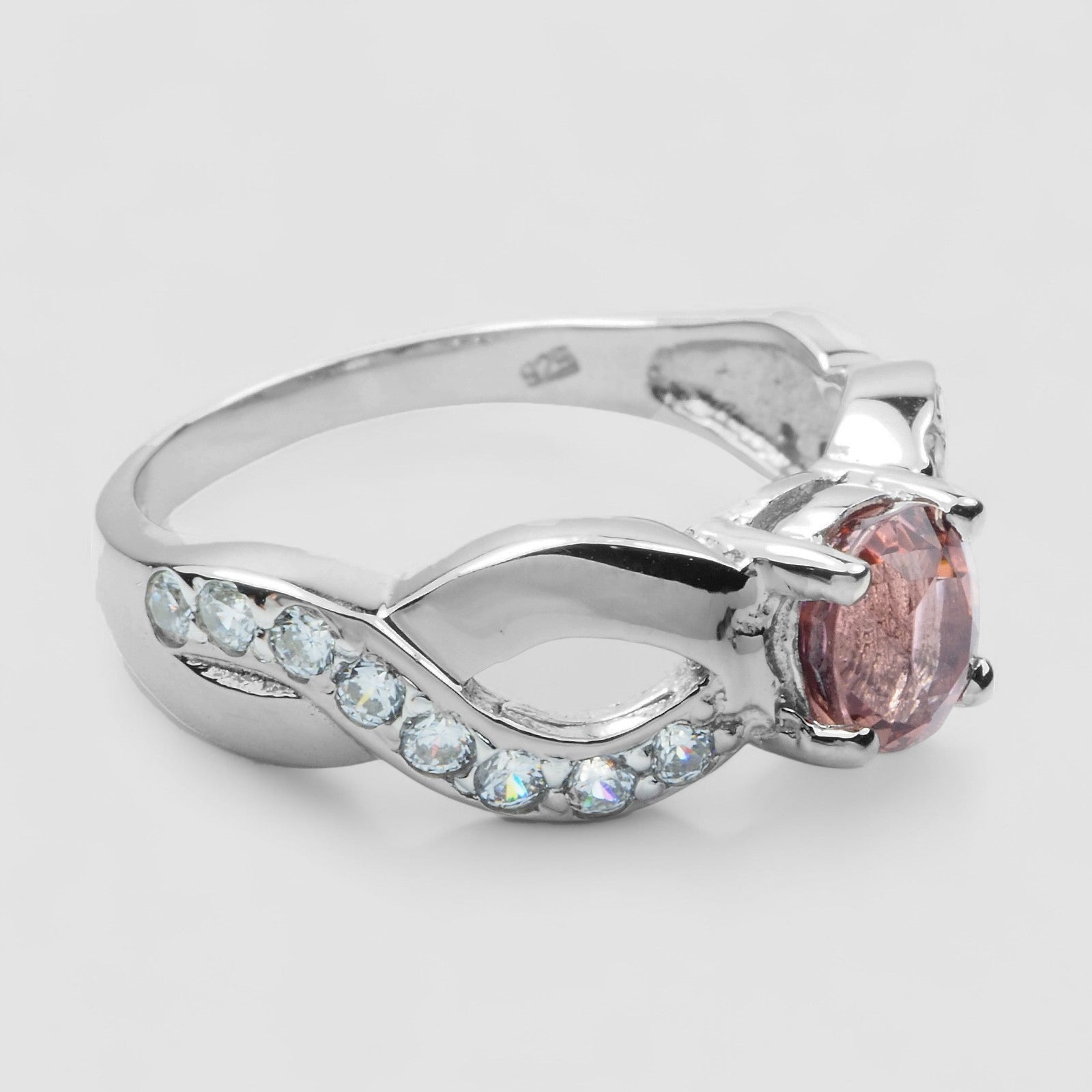Padparadscha Pink Tourmaline 925 Sterling Silver Ring