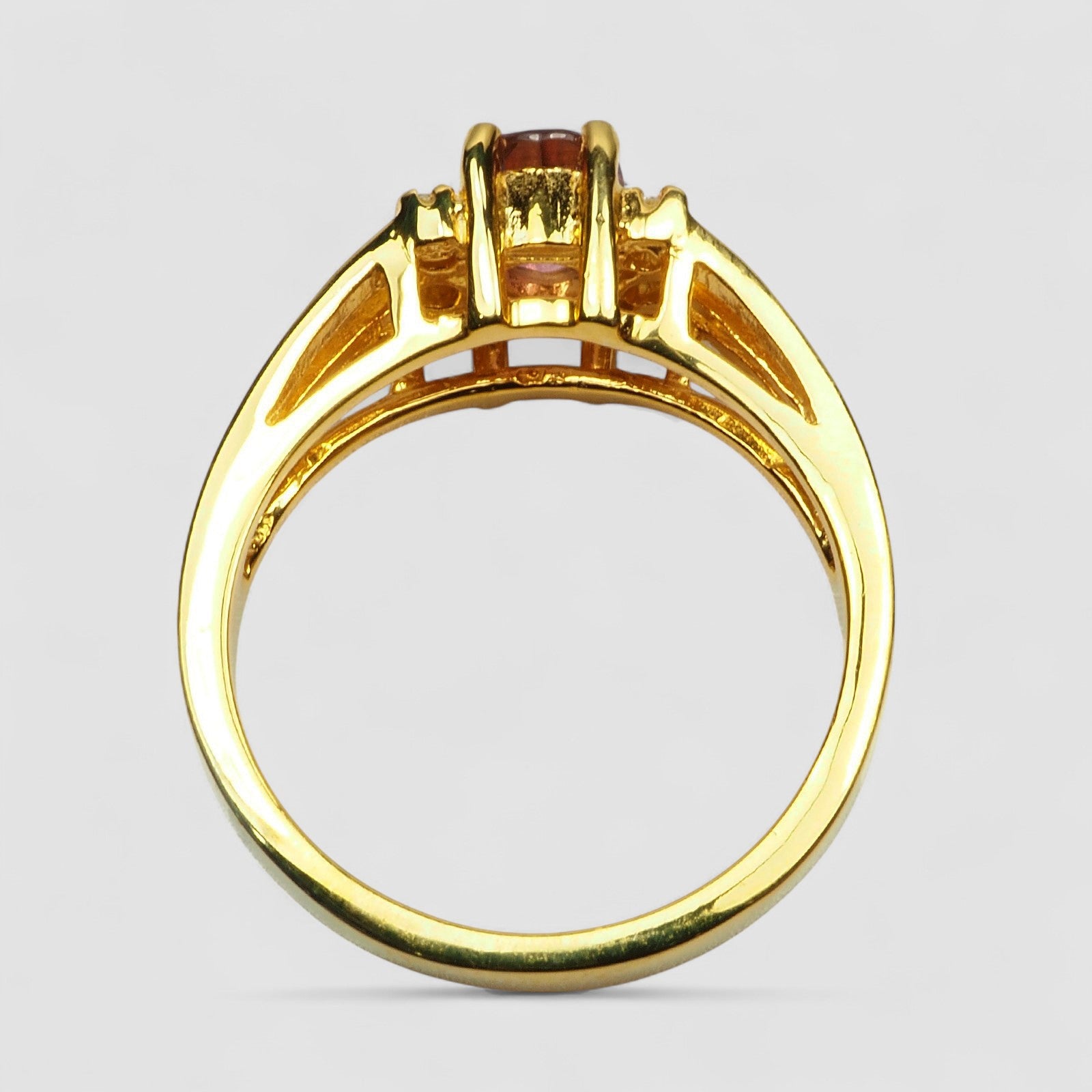 24K Gold Pink Tourmaline 925 Sterling Silver Ring