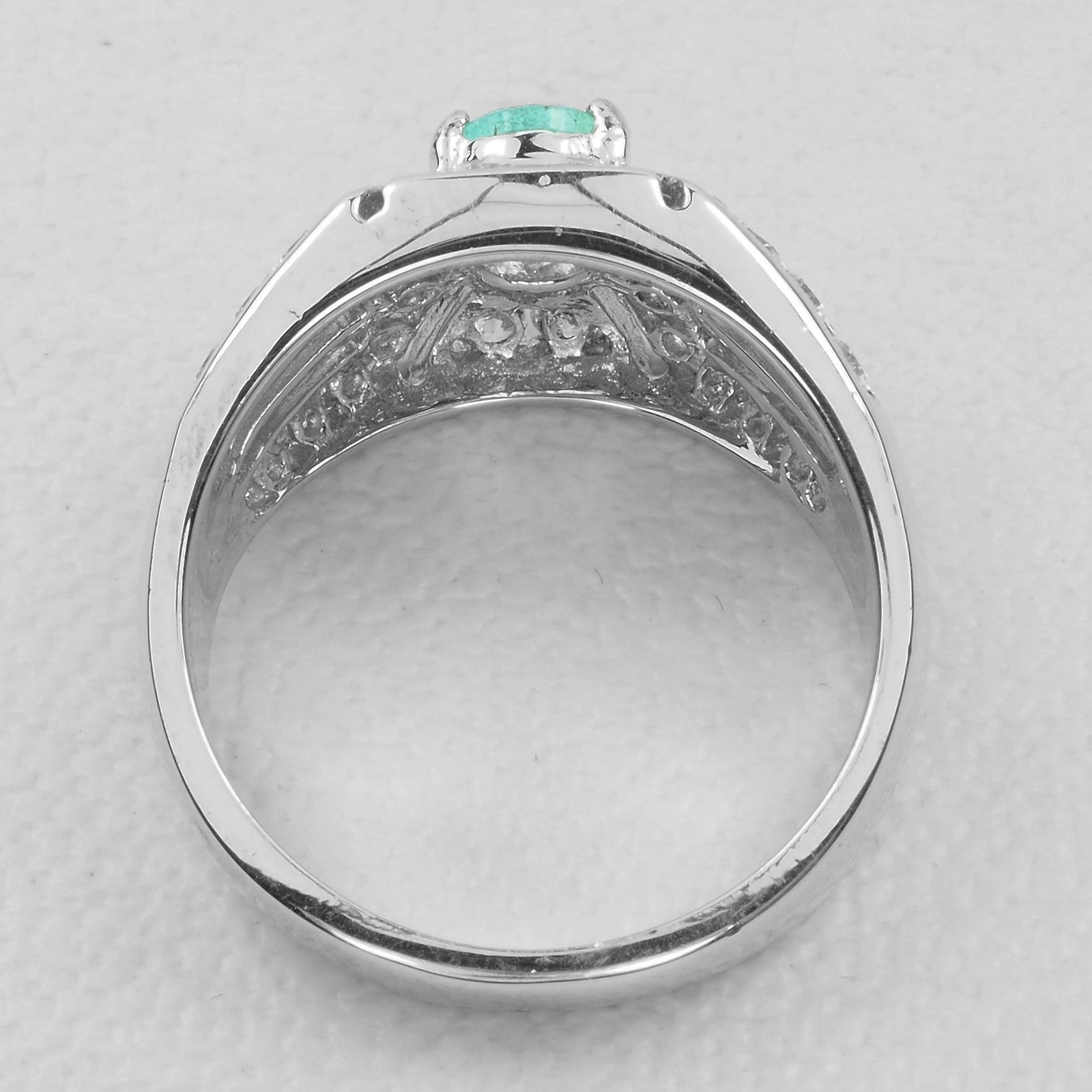 925 Sterling Silver Ring Green Emerald