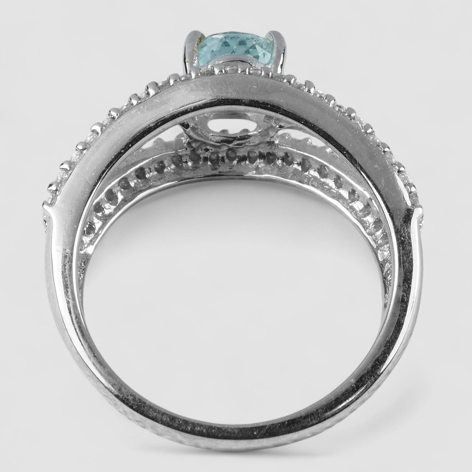 Blue Aquamarine 925 Sterling Silver Ring