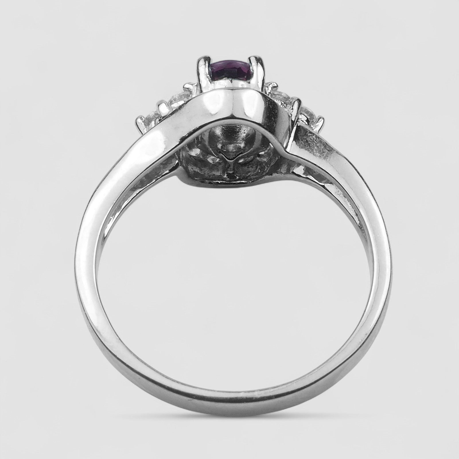 Purple Spinel Oval 925 Sterling Silver Ring