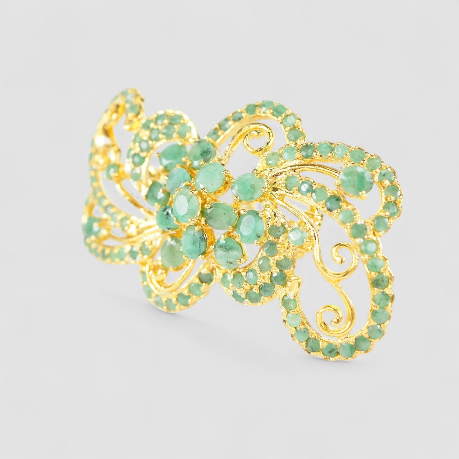 Green Emerald 925 Sterling Silver 24K Gold Hair Clip, 925 Sterling Silver, Gift for Girlfriend