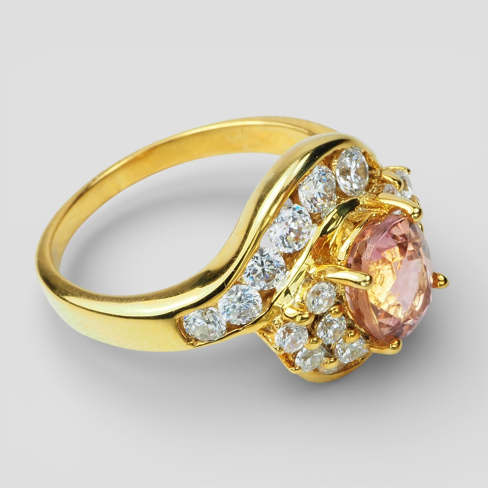 Natural Pink Tourmaline Jewelry, 24K Gold 925 Sterling Silver Ring, Minimalist Everyday Ring
