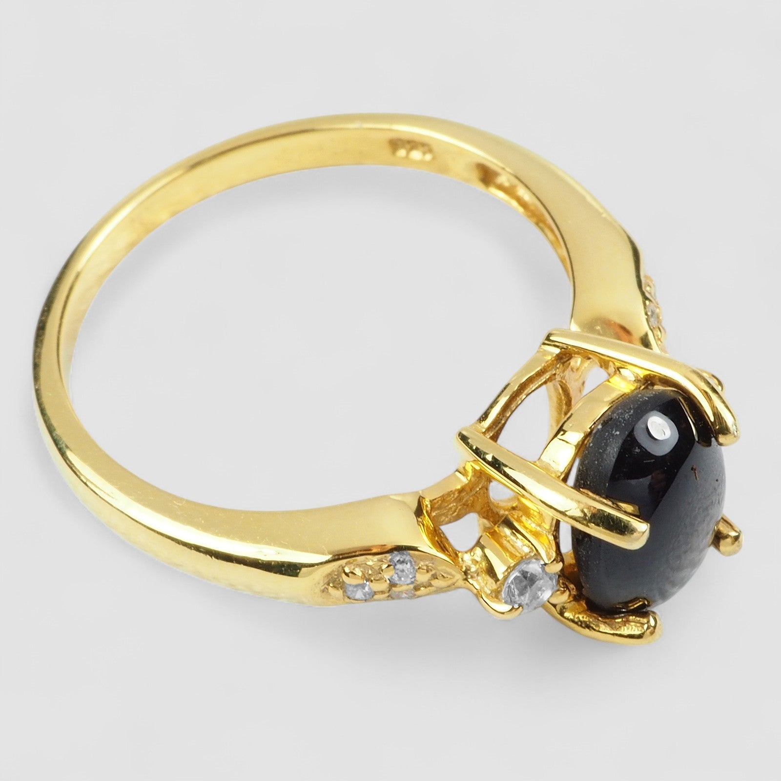Black Star Sapphire 925 Sterling Silver Ring, Natural Gemstone, Minimalist Ring, Free Resizing