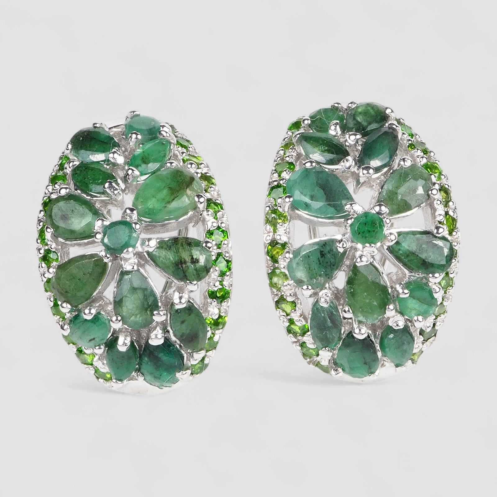 Green Emerald 925 Sterling Silver Earrings, Natural Gemstone, Everyday