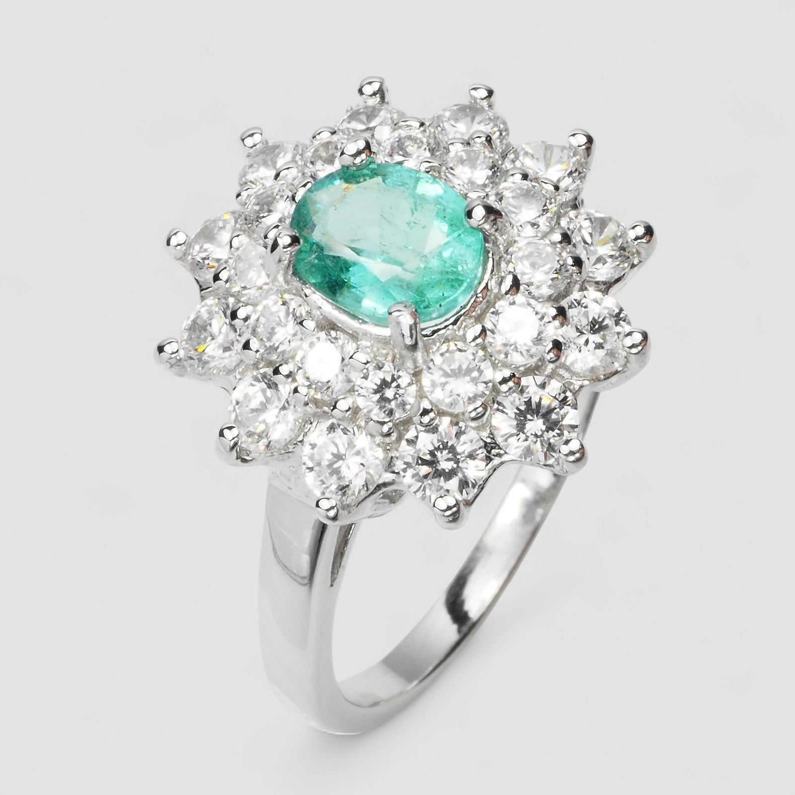 925 Sterling Silver Ring Green Emerald