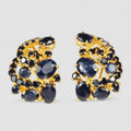 Blue Sapphire 925 Sterling Silver 24K Gold Earrings, 925 Unique Gift for Her, Natural Gemstone