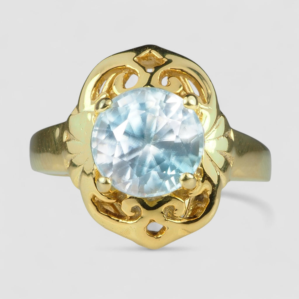 BLUE AQUAMARINE 925 STERLING SILVER HANDMADE JEWELRY FINE RING