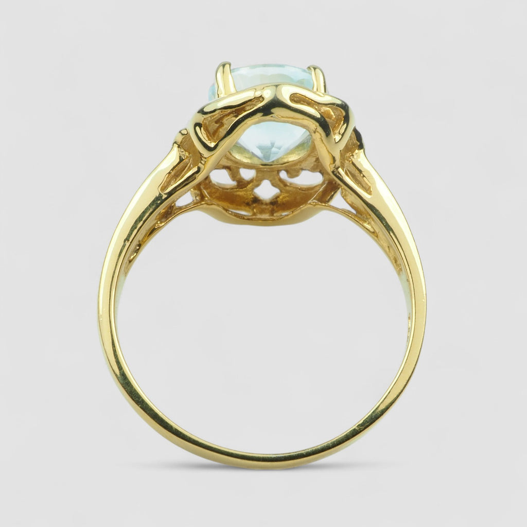 BLUE AQUAMARINE 925 STERLING SILVER HANDMADE JEWELRY FINE RING
