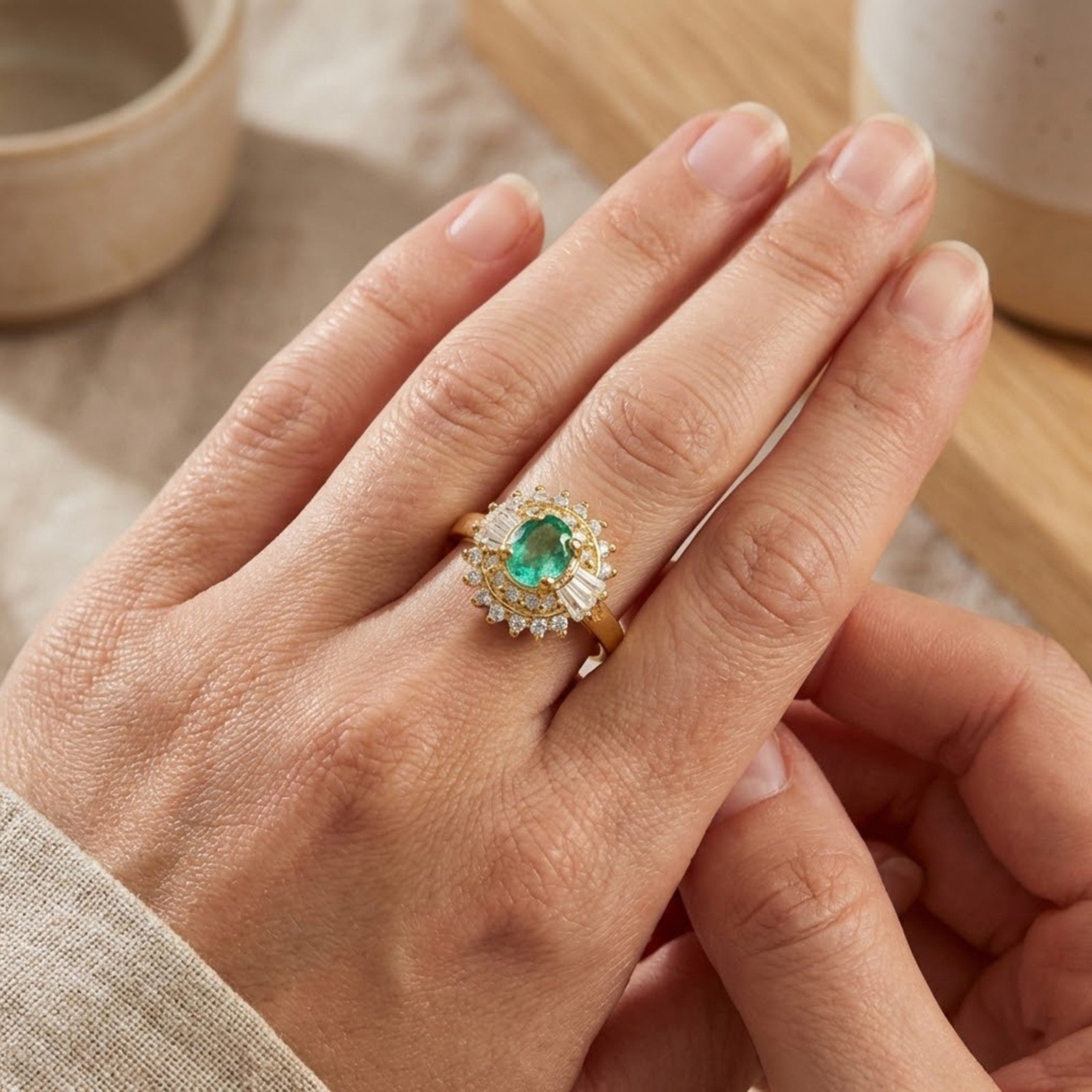 Vivid Green Emerald Handmade Ring