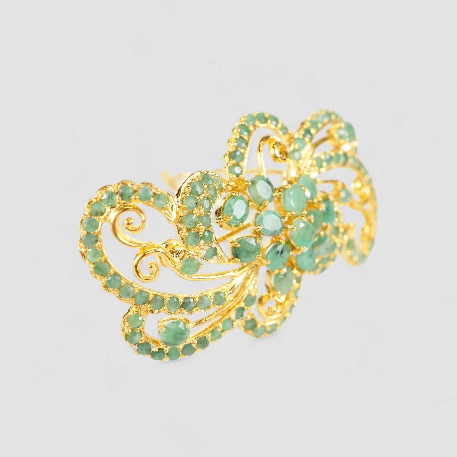 Green Emerald 925 Sterling Silver 24K Gold Hair Clip, 925 Sterling Silver, Gift for Girlfriend
