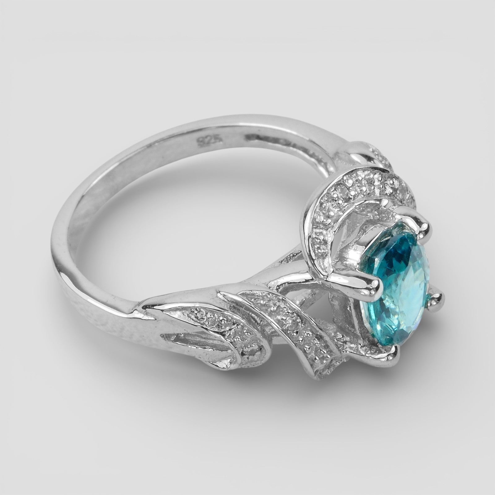 Blue Zircon 925 Sterling Silver Ring