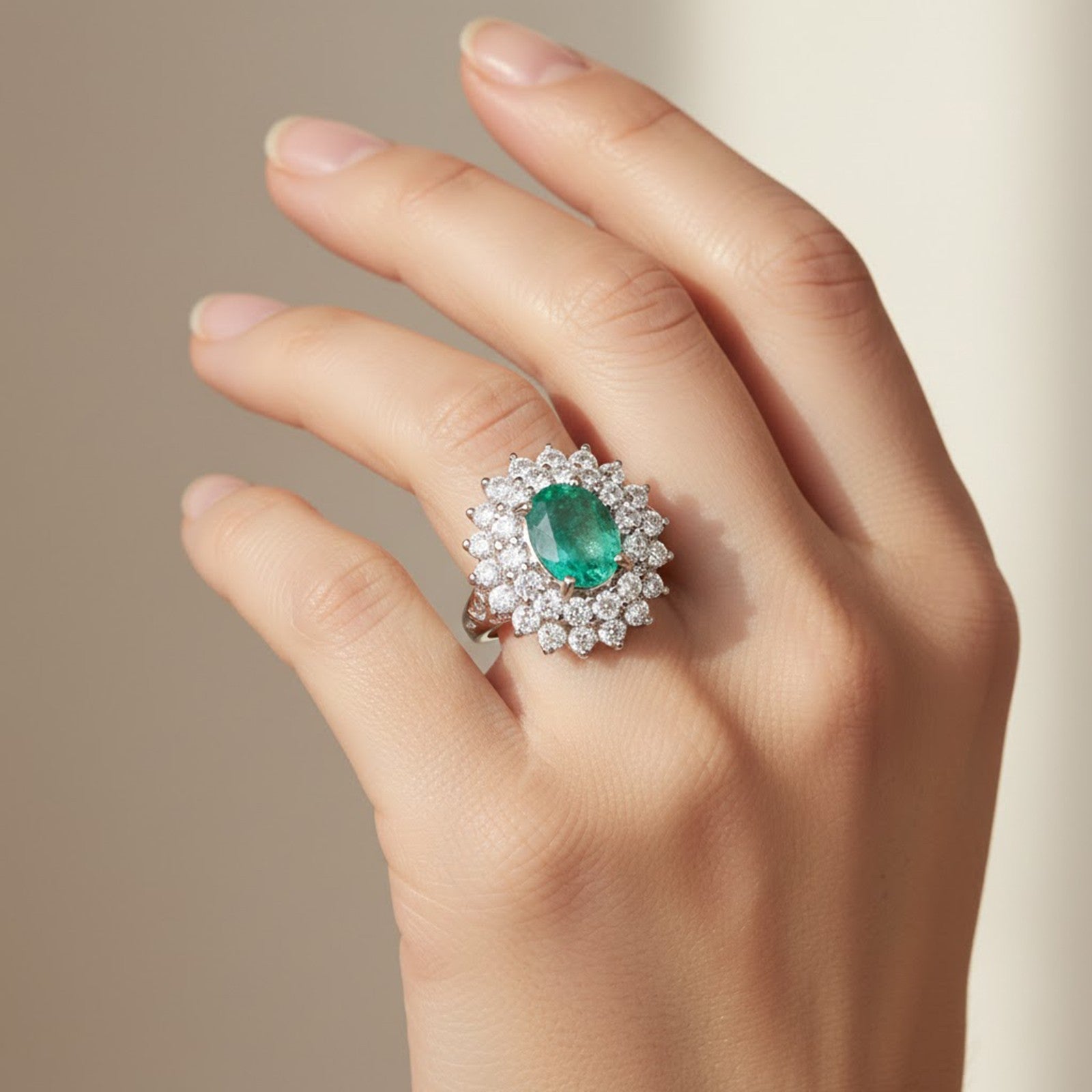 vivid Green Emerald 925 Handmade Ring