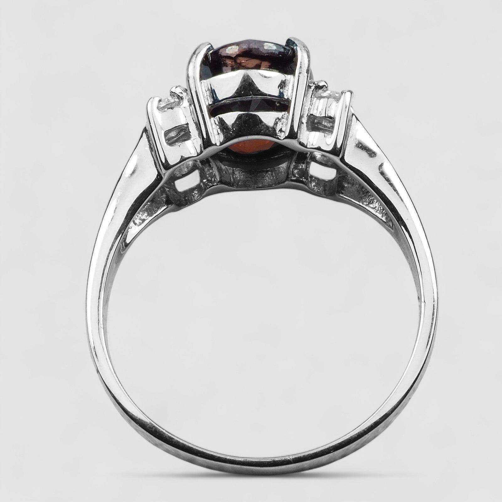Oval Red Zircon Handmade Ring