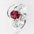 925 STERLING SILVER WHITE GOLD RING RED SPINEL
