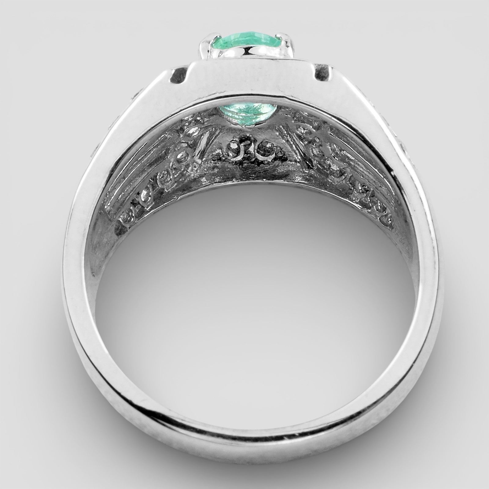 925 Sterling Silver Ring Green Emerald