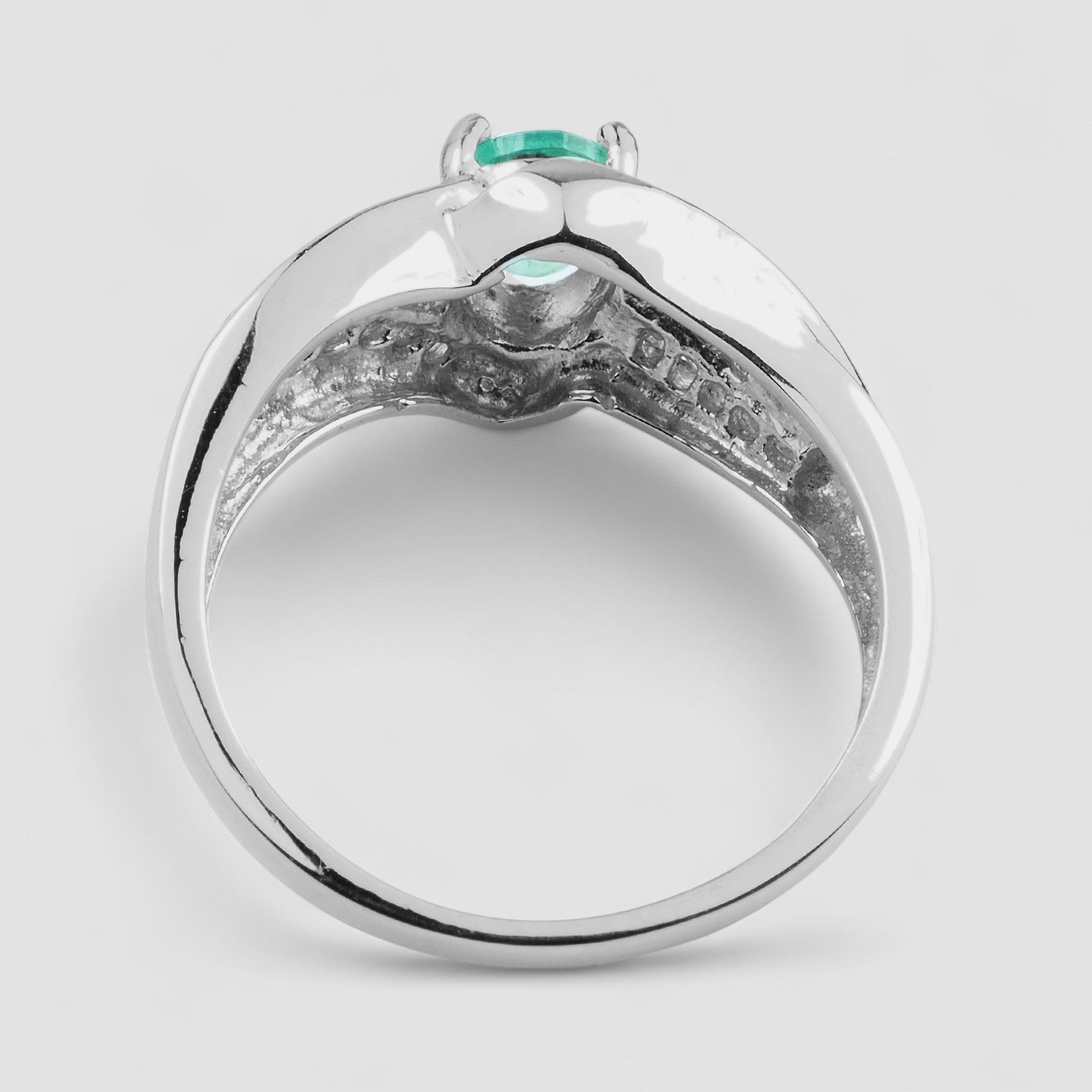 925 Sterling Silver Ring Green Emerald