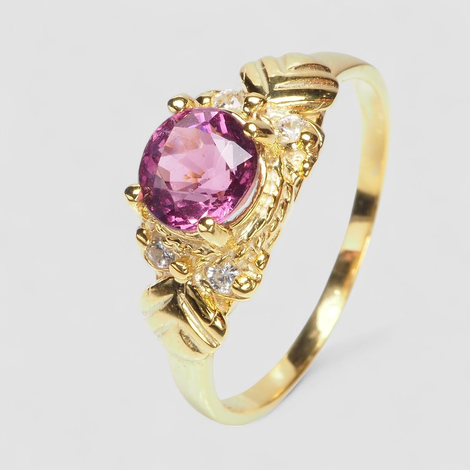 24K GOLD 925 STERLING SILVER RINGS PINK RHODOLITE
