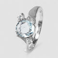 WHITE GOLD RING BLUE AQUAMARINE 925 STERLING SILVER