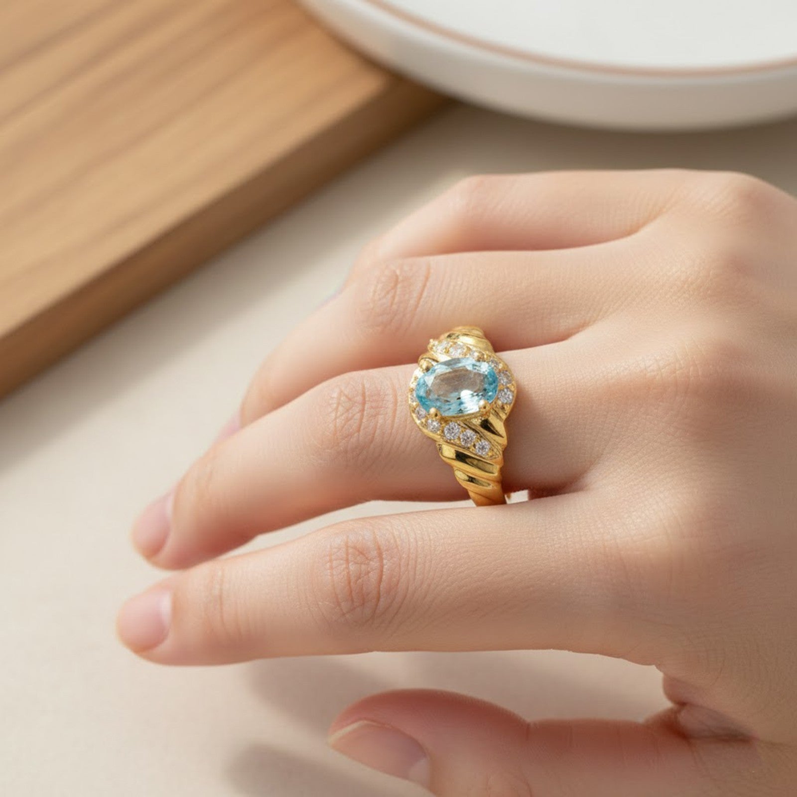 Blue Zircon 925 Sterling Silver Ring