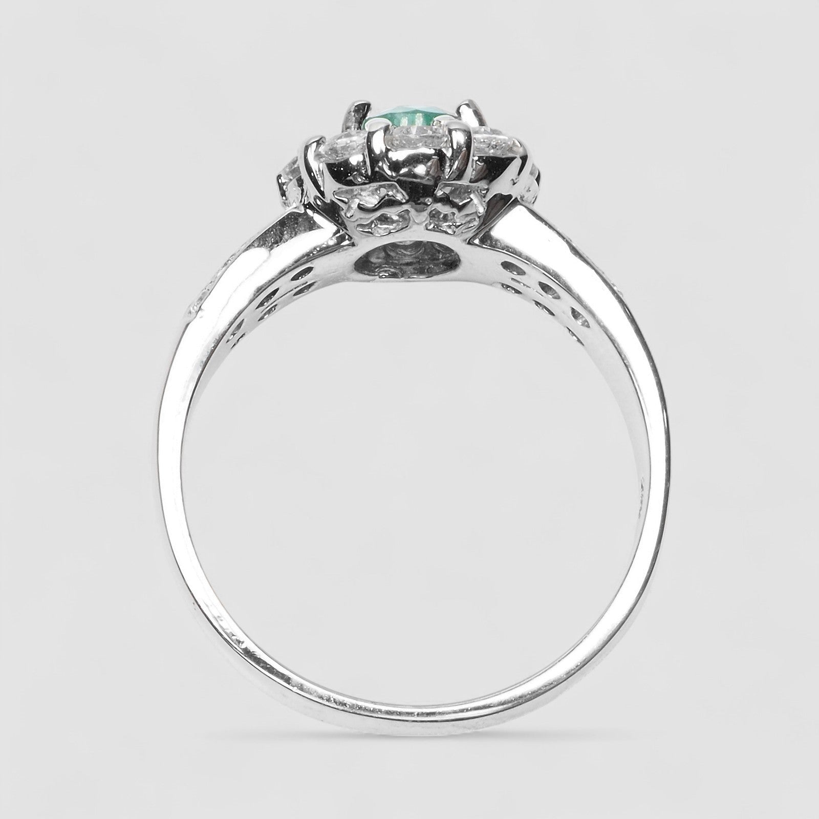 Green Emerald White Gold Plated Rings