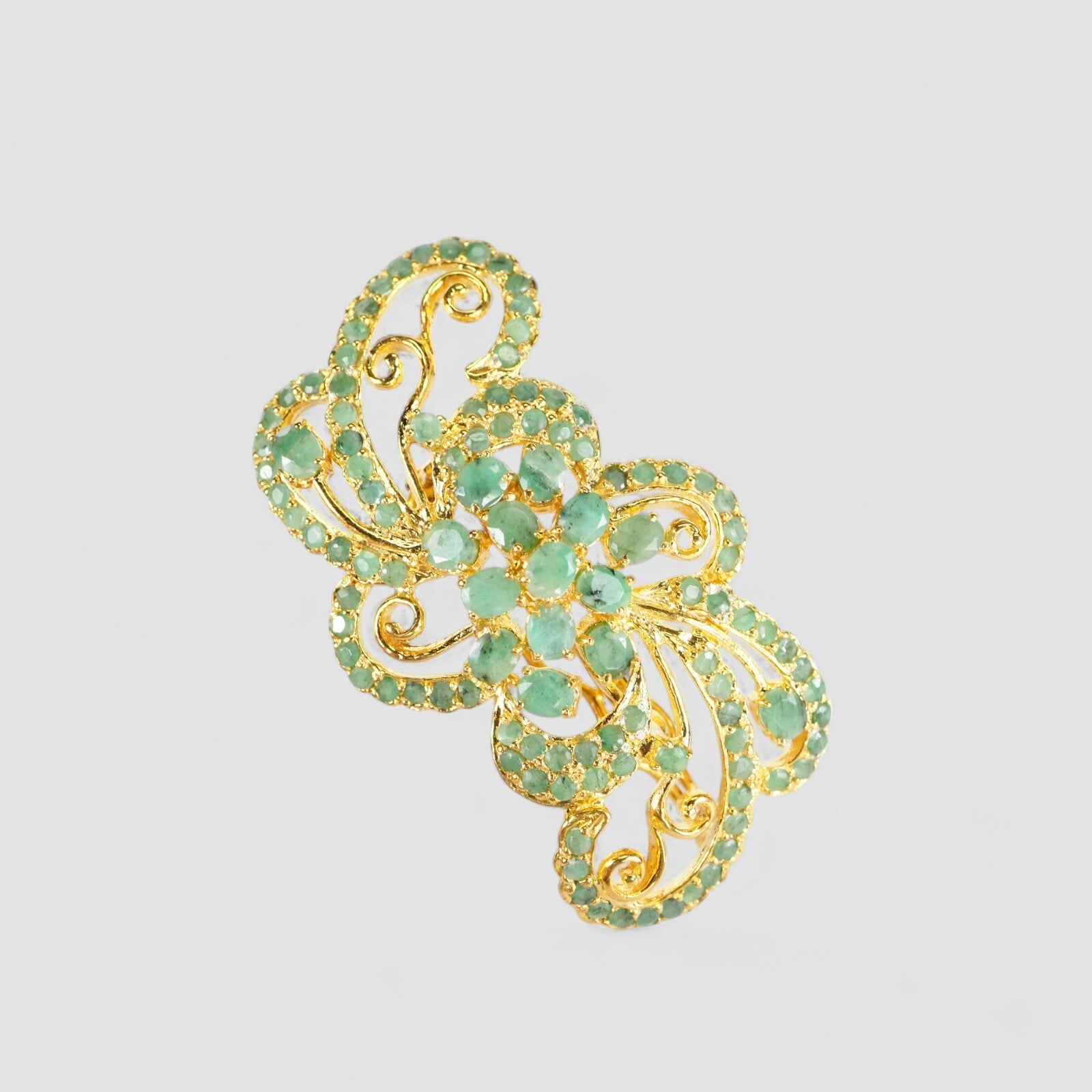 Green Emerald 925 Sterling Silver 24K Gold Hair Clip, 925 Sterling Silver, Gift for Girlfriend