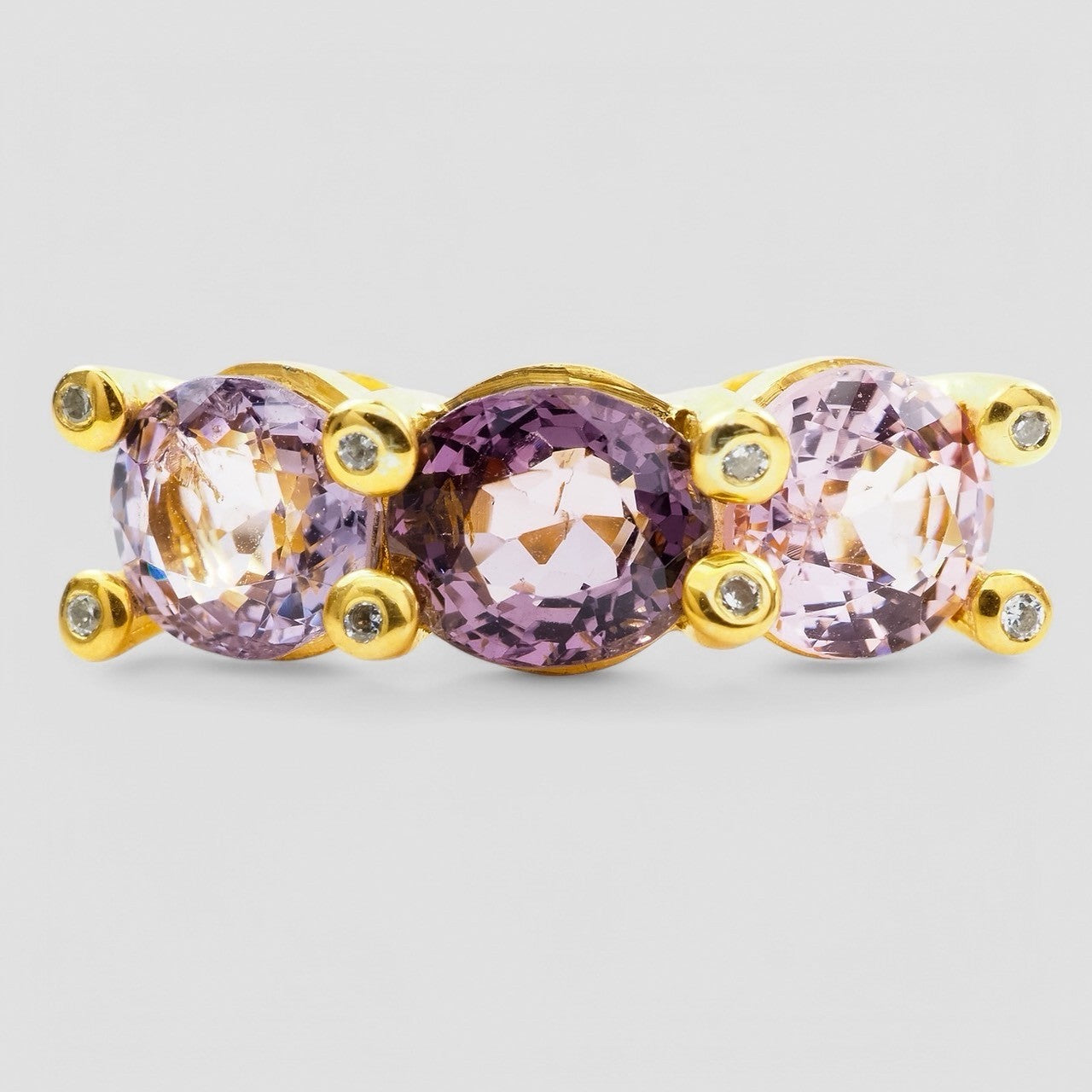 24k Yellow Gold Plated 925 Sterling Silver Ring Purple Spinel, Genuine Gemstone, Free Resizing