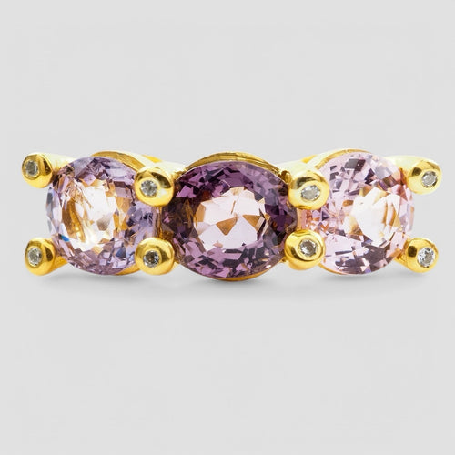 24k Yellow Gold Plated 925 Sterling Silver Ring Purple Spinel, Genuine Gemstone, Free Resizing