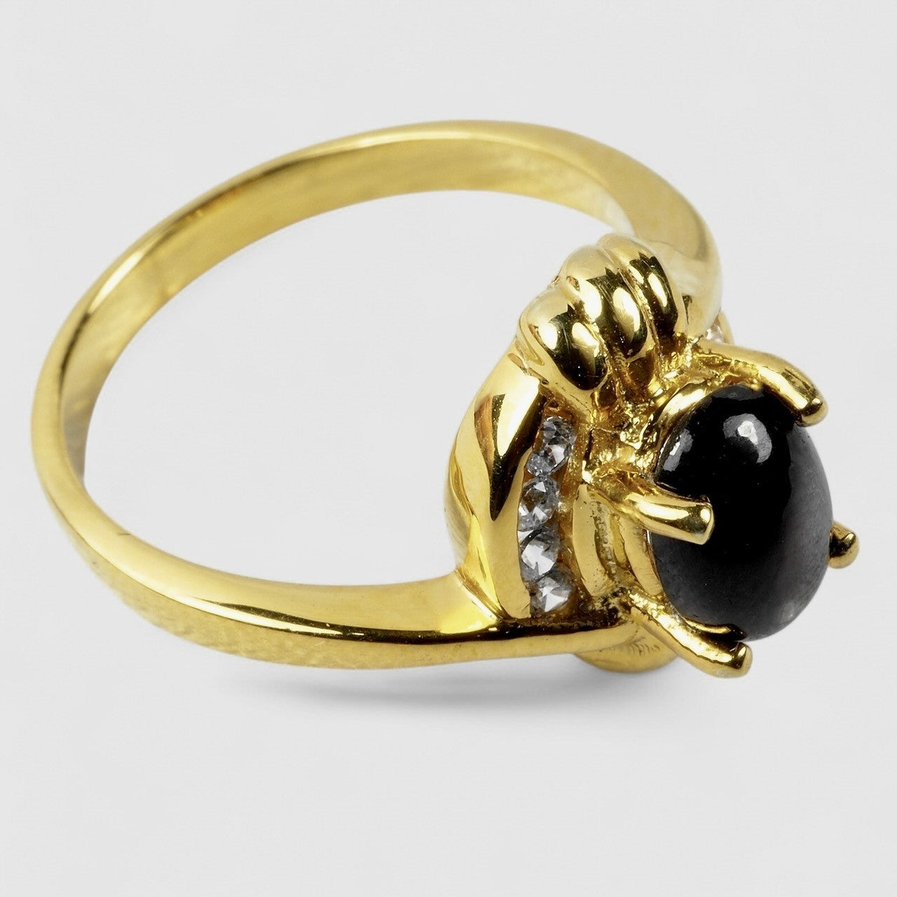 Black Star Sapphire 925 Sterling Silver Ring, Natural Gemstone, Free Resizing