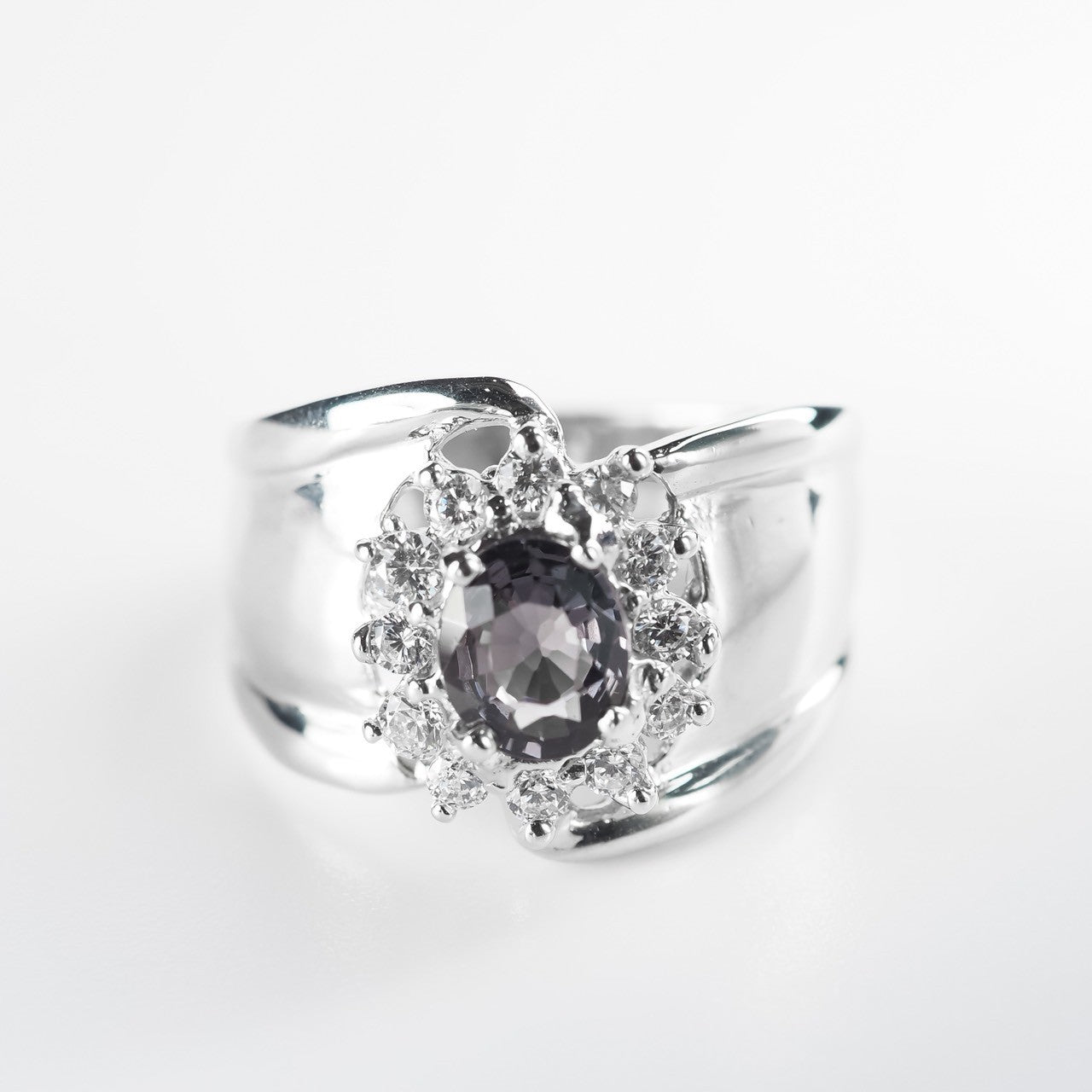 Grey Spinel 925 Sterling Silver Ring