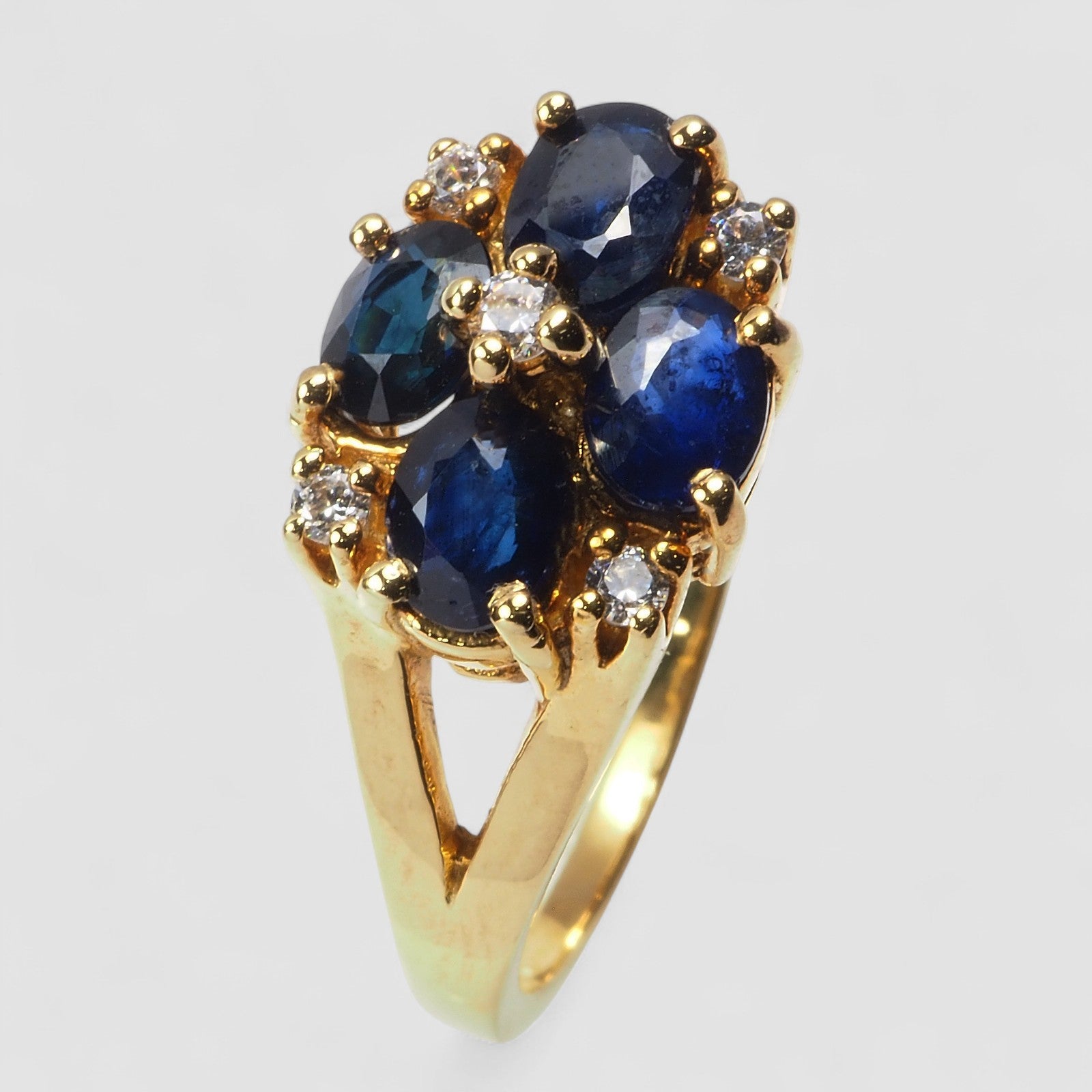 Floral Blue Sapphire 24K 925 Sterling Silver Ring, Minimalist Everyday Gemstone Ring, Gift for Her, Free Resizing