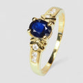 Blue Sapphire 925 Sterling Silver 24K Gold Ring