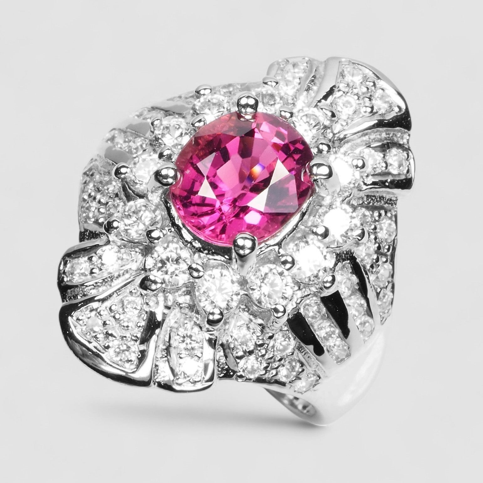 Gleaming Pink Tourmaline 925 Sterling Silver Ring
