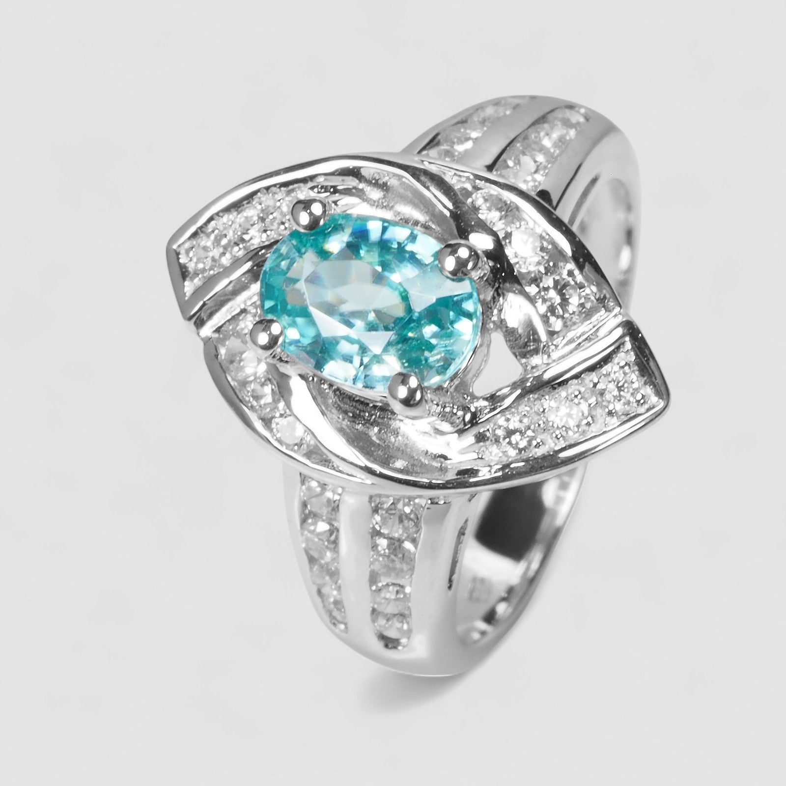 Blue Zircon 925 Sterling Silver Ring