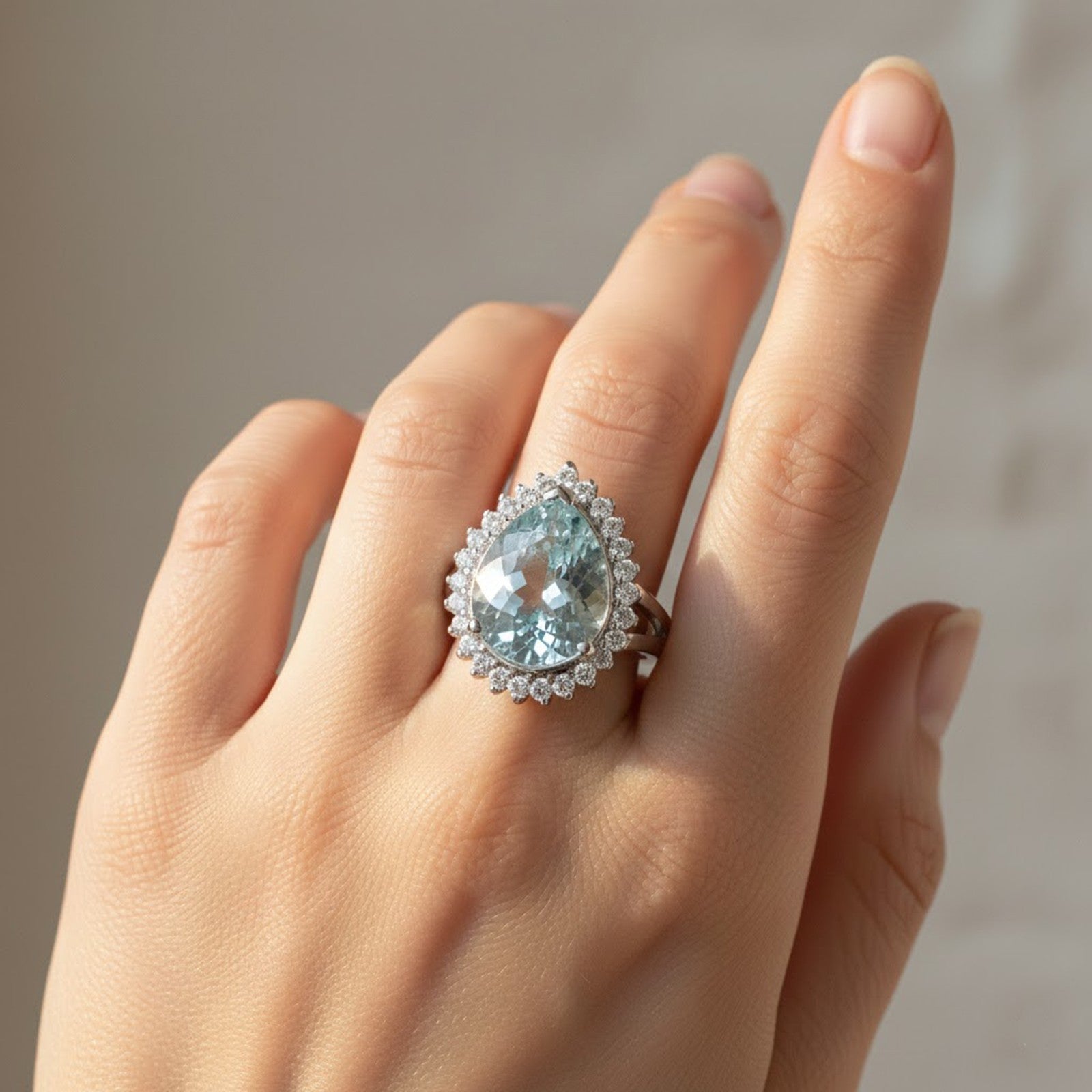 Blue Aquamarine 925 Sterling Silver Ring