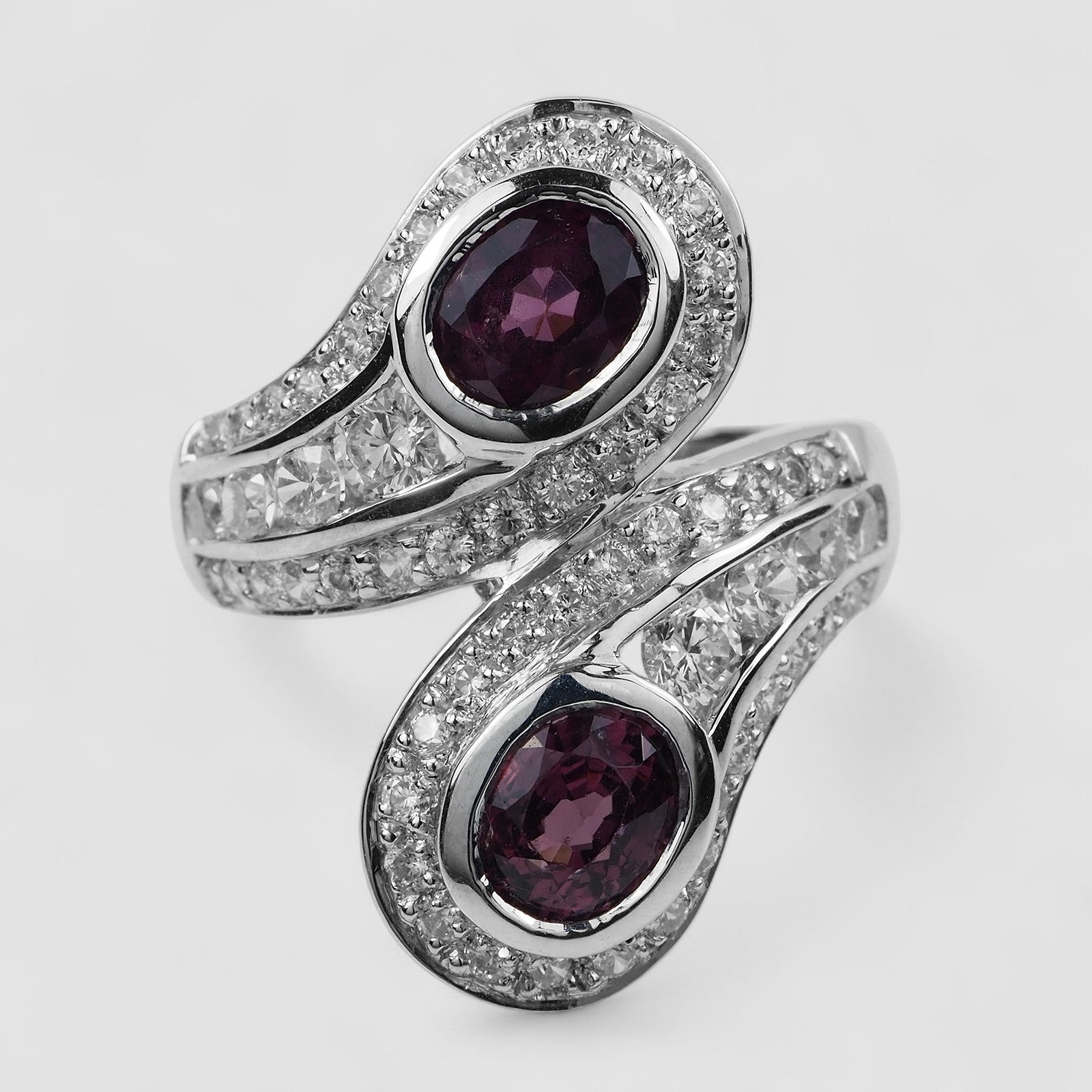 Double Stone Purple Spinel 925 Sterling Silver Ring, Genuine Gemstone, Free Resizing
