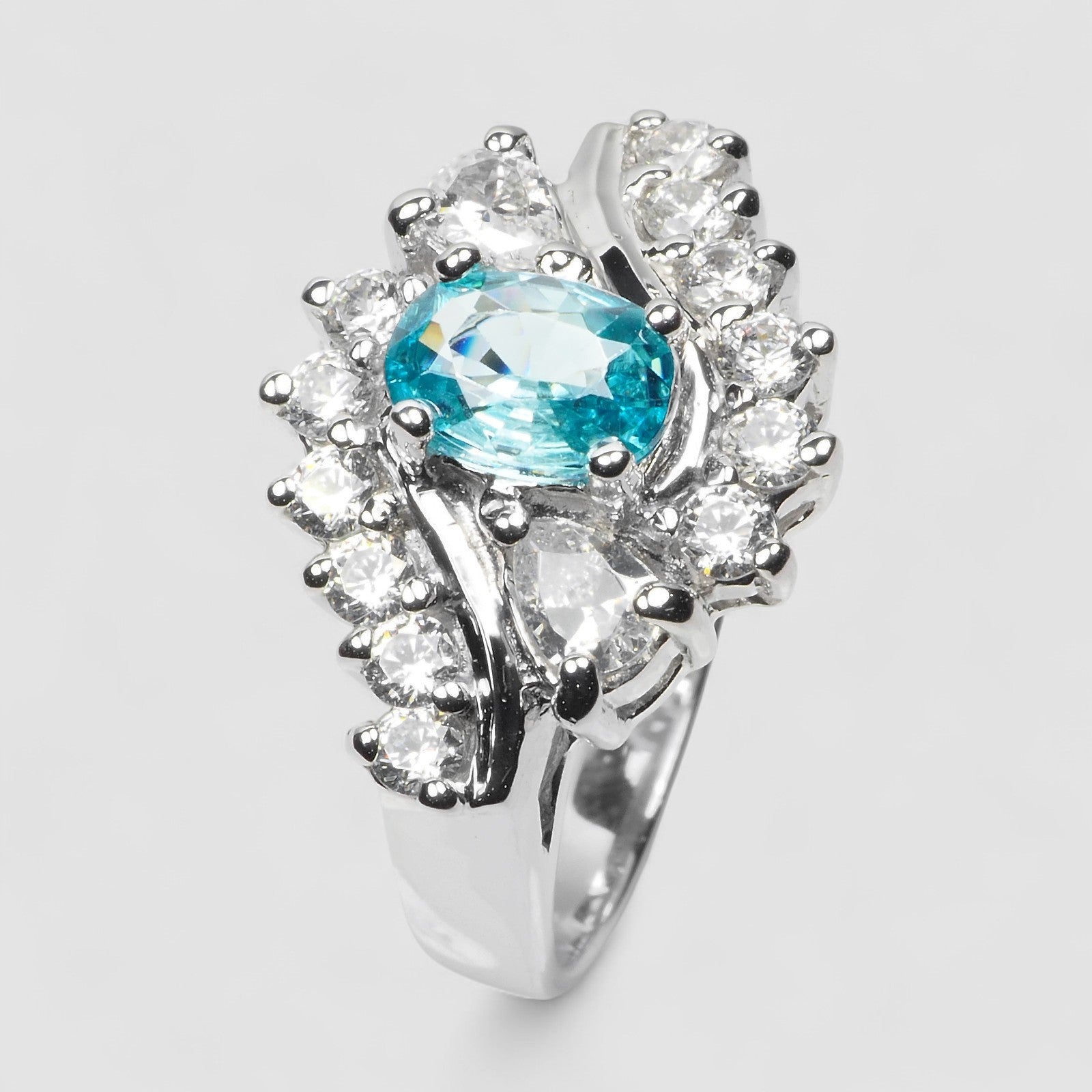 Blue Zircon 925 Sterling Silver Ring