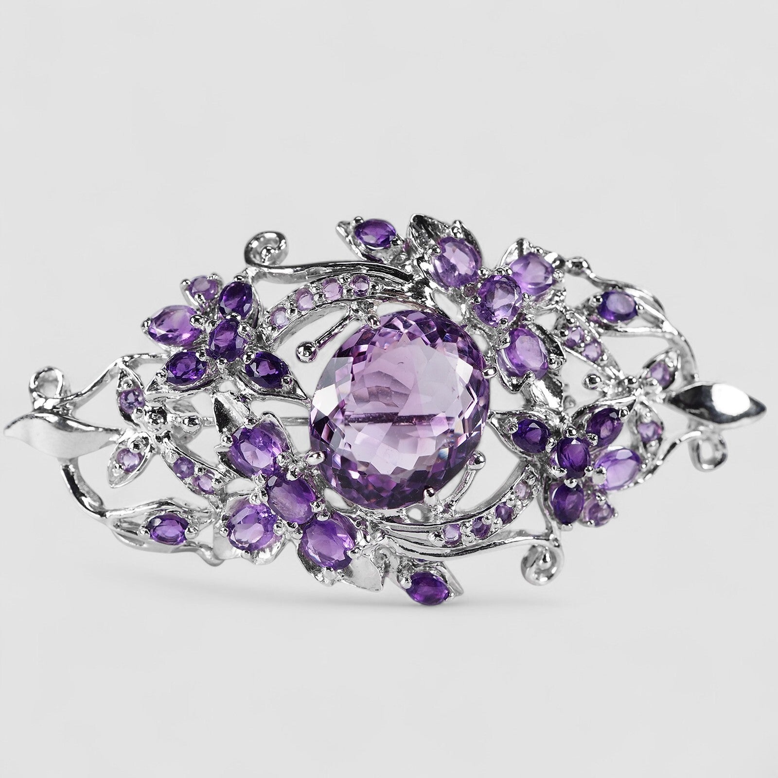 Purple Amethyst 925 Sterling Silver White Gold Hair Clip, Dainty Everyday Hair Clip , Gift for Her