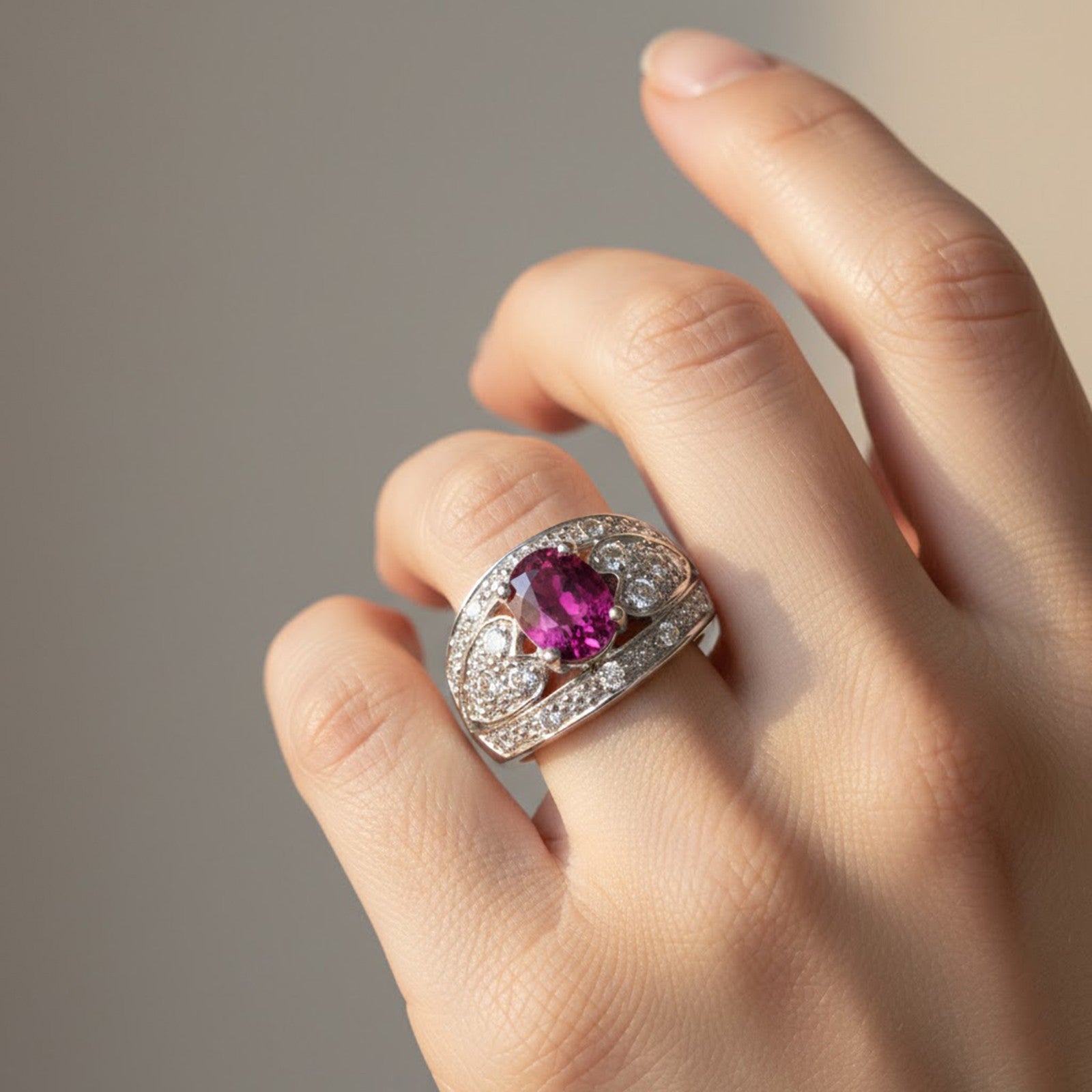 Vivid Pink Tourmaline 925 Sterling Silver Ring