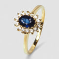 24K Gold 925 Sterling Silver Ring Blue Sapphire