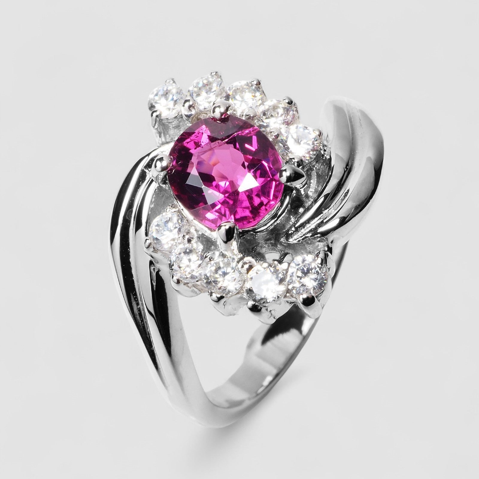 Vivid Pink Tourmaline 925 Sterling Silver Ring