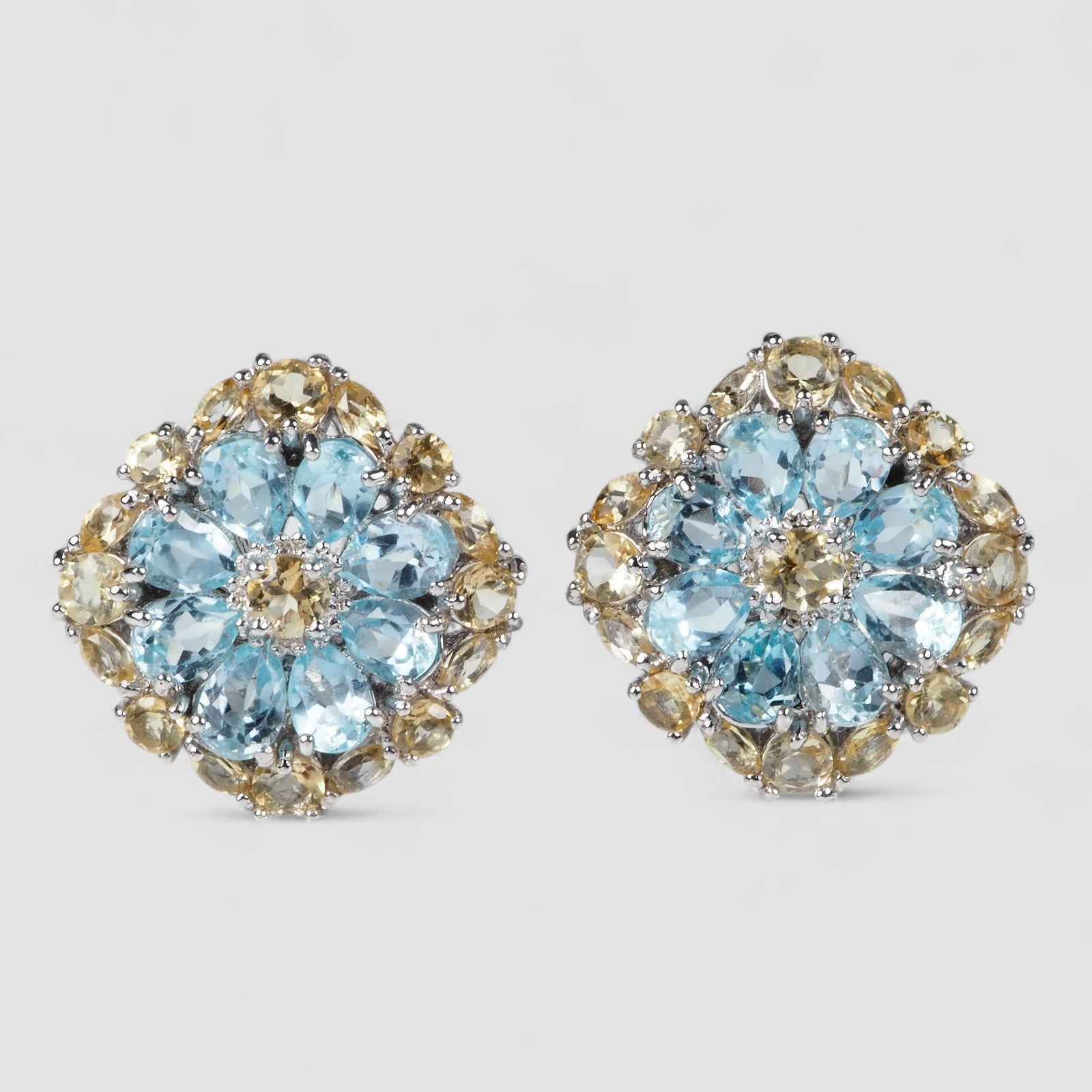 Blue Aquamarine 925 Sterling Silver White Gold Earrings, 925 Unique Gift for Her, Natural Gemstone