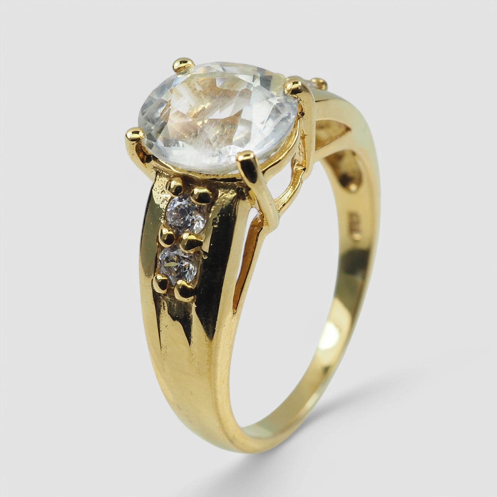 Blue Aquamarine 24K Gold 925 Sterling Silver Rings