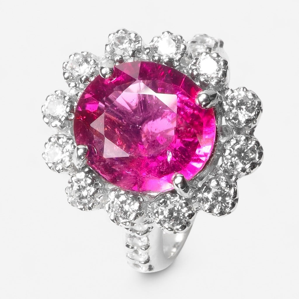 FLORAL PINK RUBELLITE TOURMALINE HANDMADE FINE RING