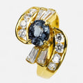 Gray Spinel 925 Sterling Silver 24K Gold Ring
