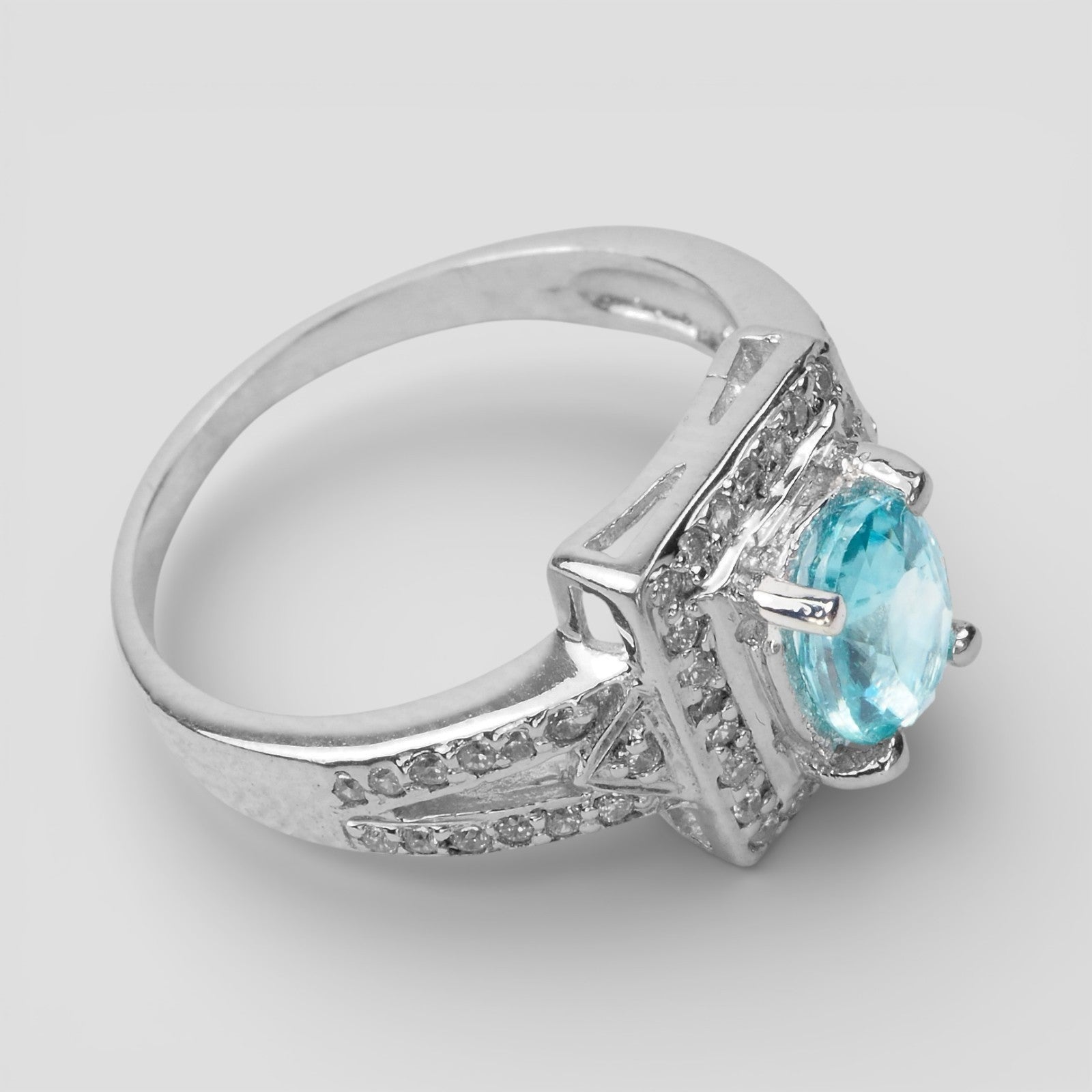 Blue Zircon 925 Sterling Silver Ring