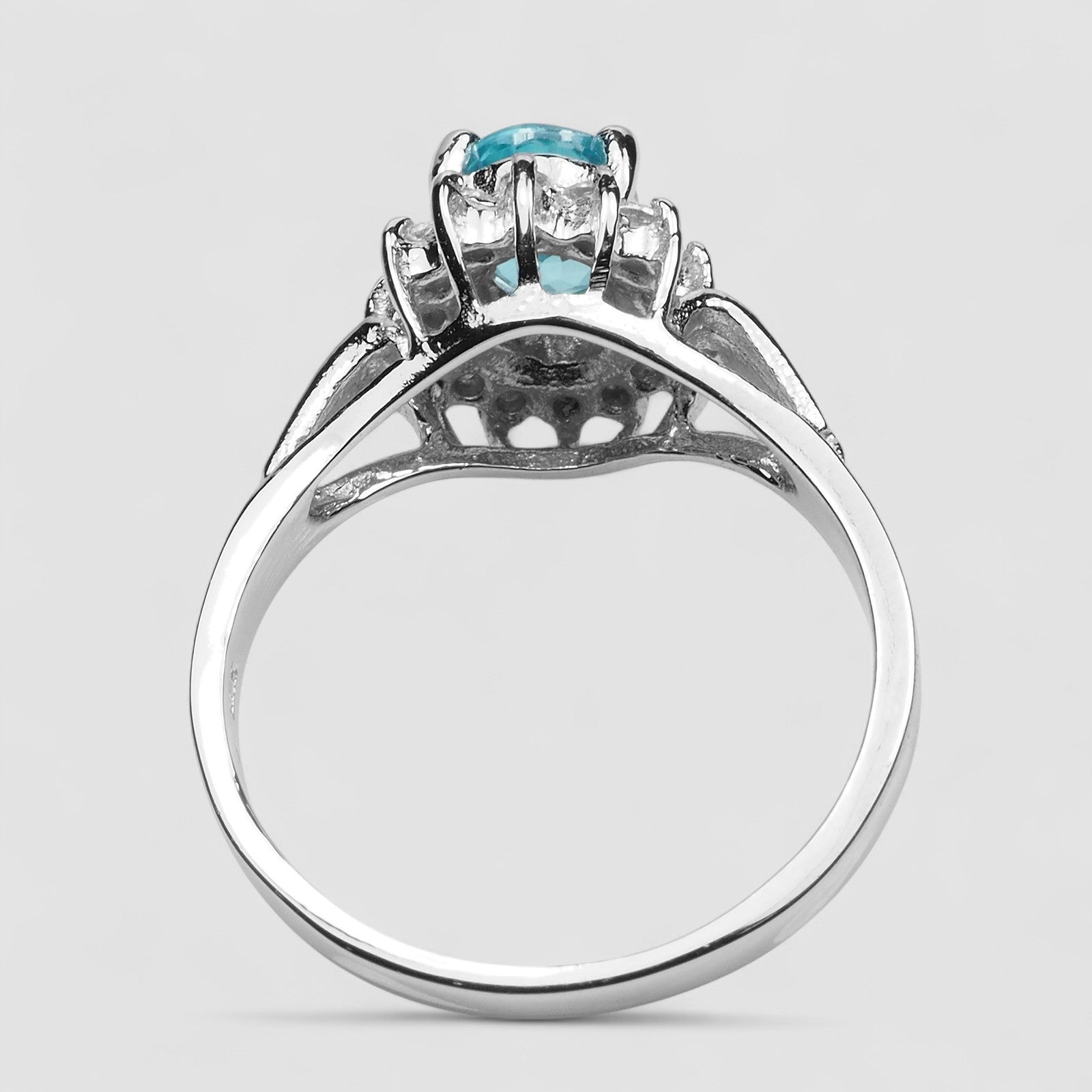 Blue Zircon 925 Sterling Silver Ring