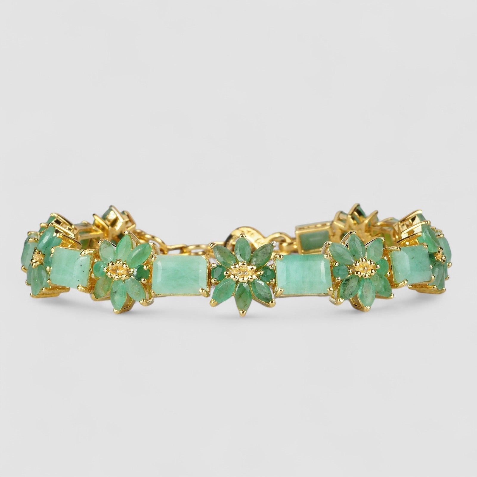 Green Emerald 925 Sterling Silver 24K Gold Bracelets, Natural Emerald, Dainty Everyday Bracelets