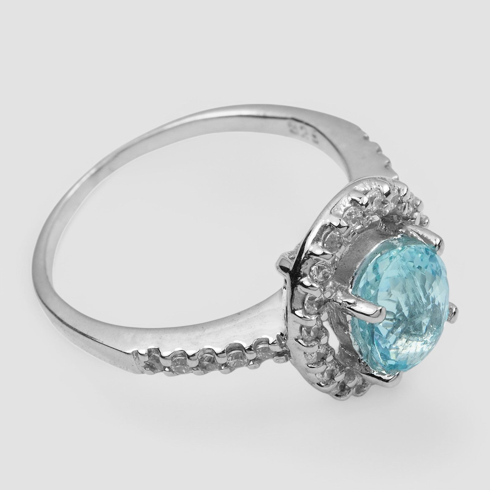 Blue Aquamarine 925 Sterling Silver Ring