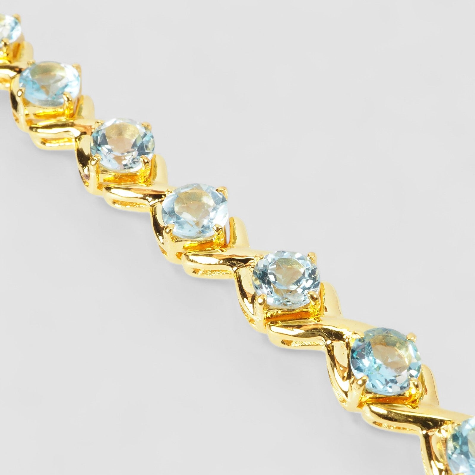 Blue Aquamarine 925 Sterling Silver 24K Gold Bracelets, Affordable Natural Gemstone, Everyday Bracelet